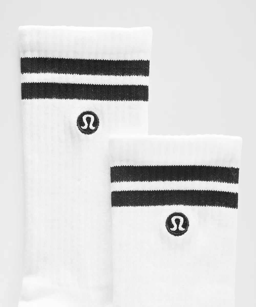 Chaussettes mi-hautes Daily Essential unisexe Lot de 3 *Rayures — White/Black, view 2