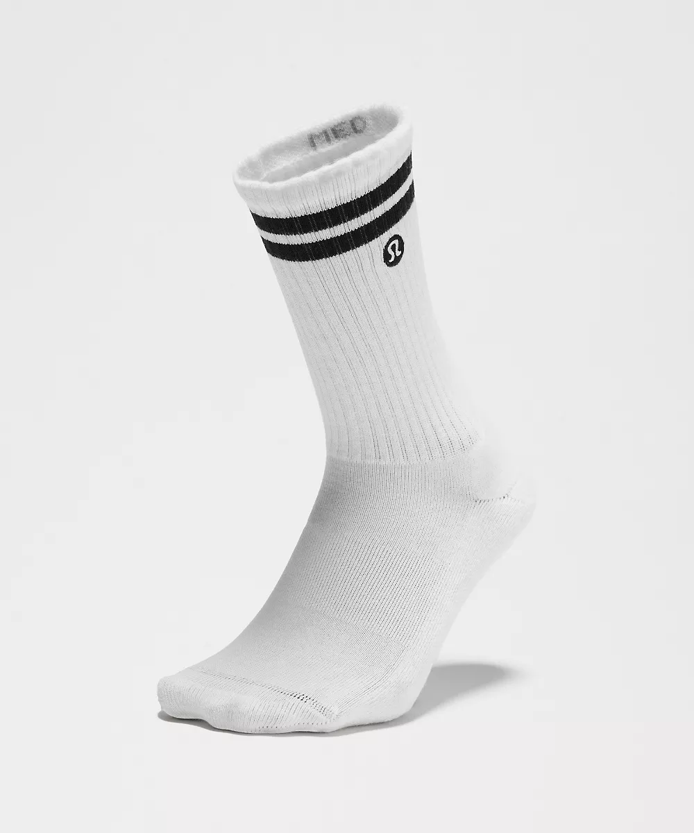 Chaussettes mi-hautes Daily Essential unisexe Lot de 3 *Rayures — White/Black, view 3