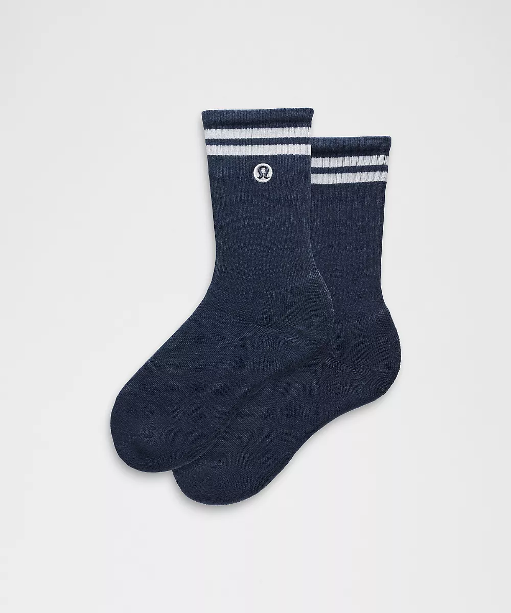 Chaussettes mi-hautes Daily Essential unisexe *Rayures — Club Blue/White, view 1