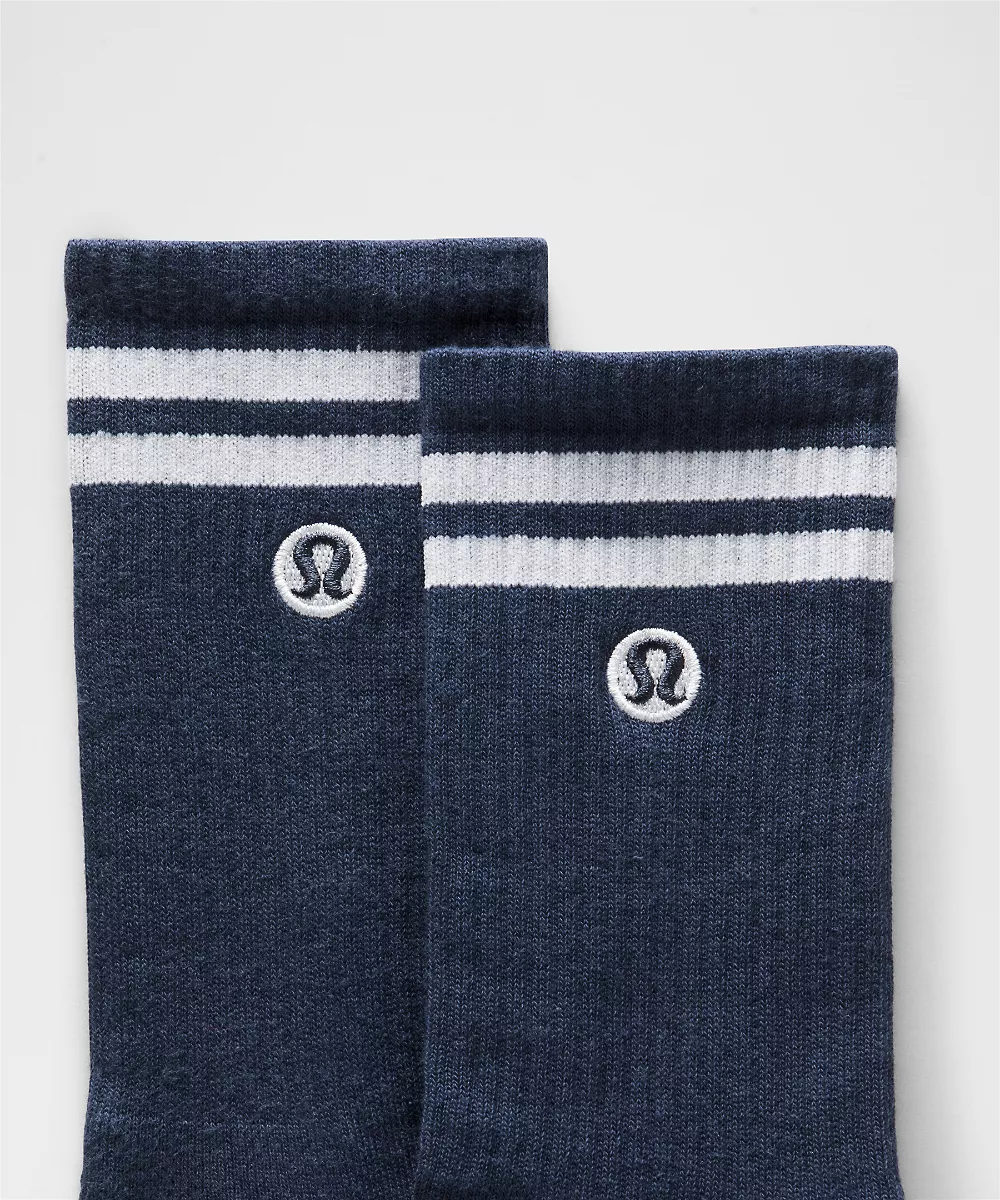 Chaussettes mi-hautes Daily Essential unisexe *Rayures — Club Blue/White, view 2