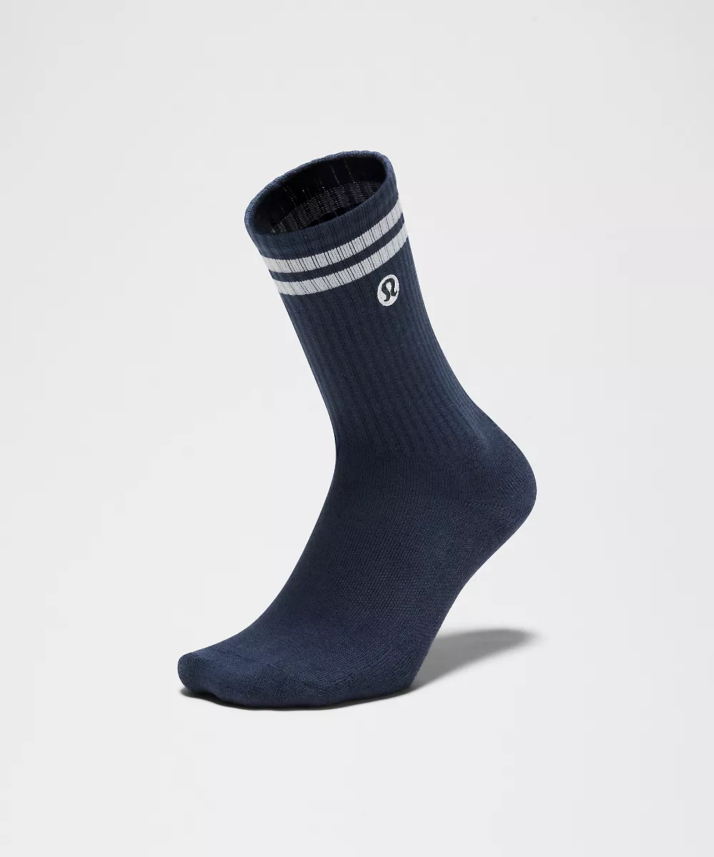 Chaussettes mi-hautes Daily Essential unisexe *Rayures — Club Blue/White, view 3