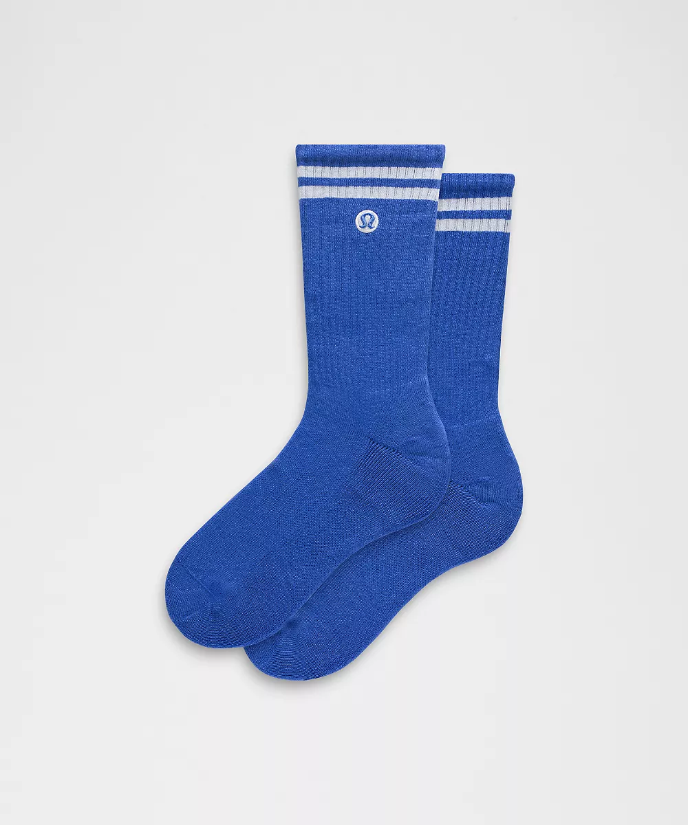 Chaussettes mi-hautes Daily Essential unisexe *Rayures — Beach Ball Blue/White, view 1