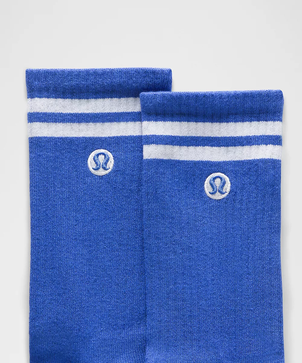 Chaussettes mi-hautes Daily Essential unisexe *Rayures — Beach Ball Blue/White, view 2