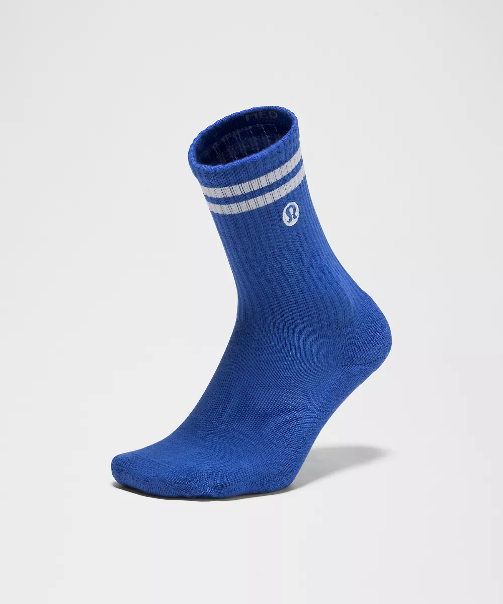 Chaussettes mi-hautes Daily Essential unisexe *Rayures — Beach Ball Blue/White, view 3