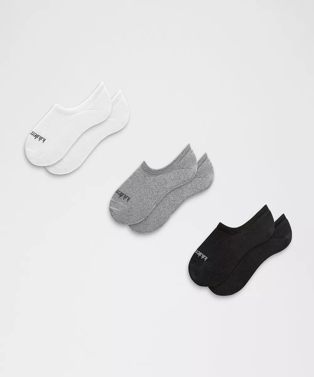 Chaussettes invisibles Daily Essential unisexe *Lot de 3 — White/Heathered Core Light Grey/Black, view 1