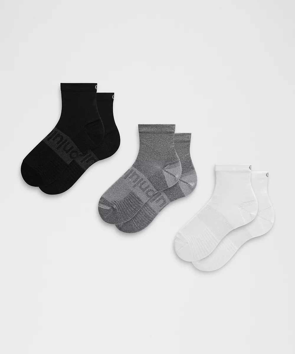 Chaussettes basses Power Stride unisexe *Lot de 3 — White/Heather Grey/Black, view 1