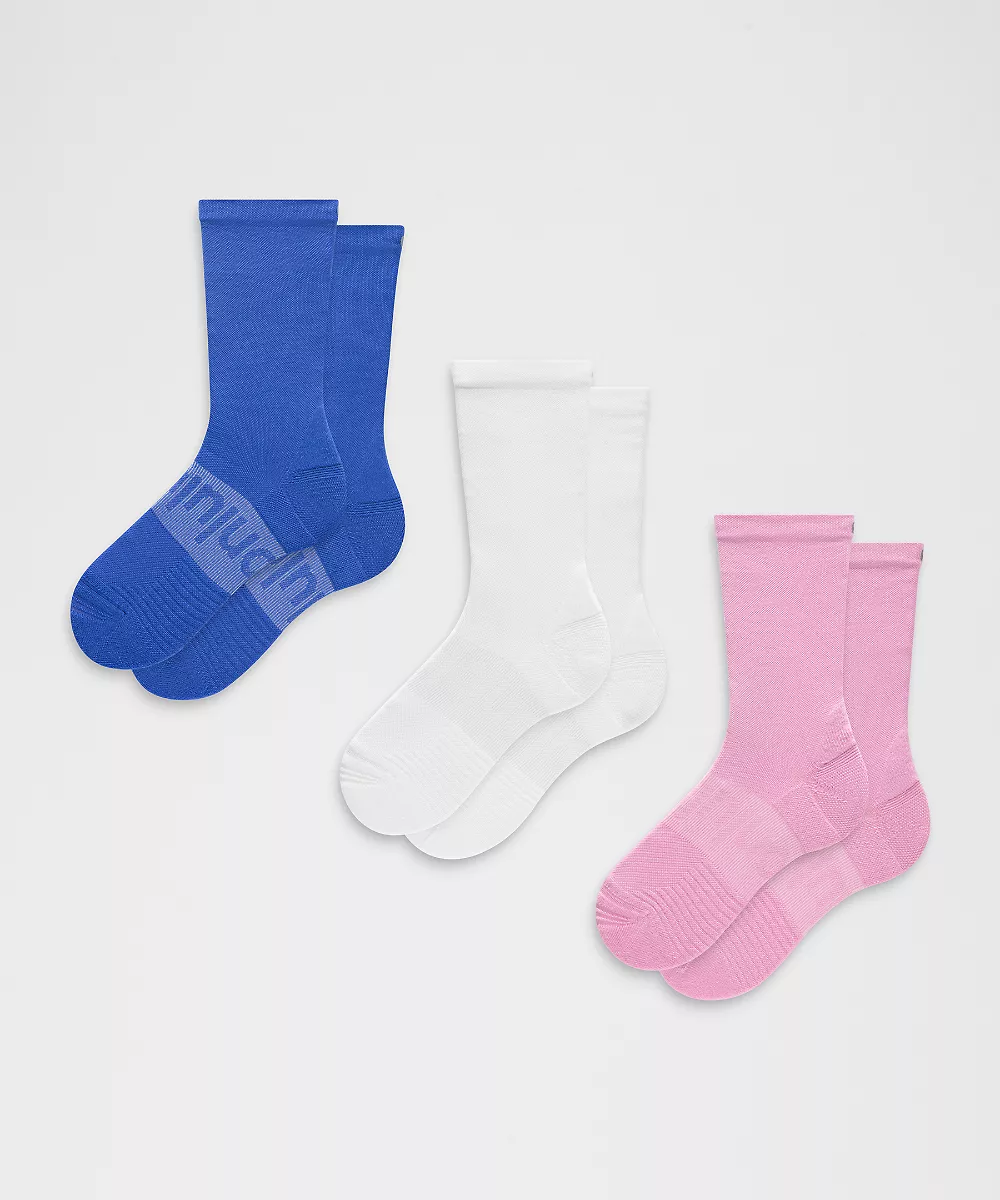 Chaussettes mi-hautes Power Stride unisexe *Lot de 3 — Sweet Sorbet/Beach Ball Blue/White, view 1