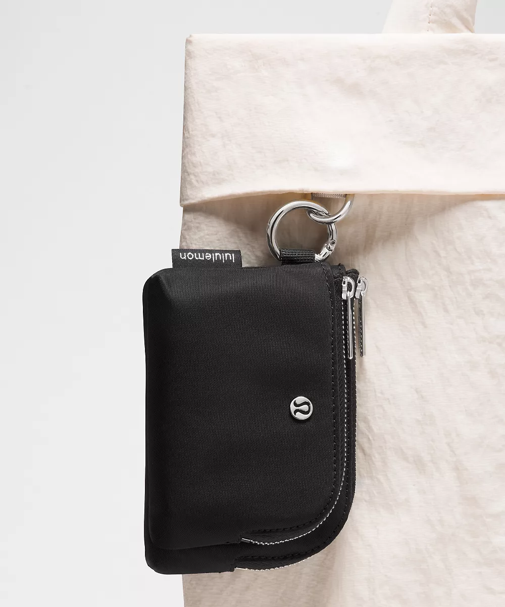 Pochette porte-cartes à double zip clipsable — Black/Black/Silver, view 2