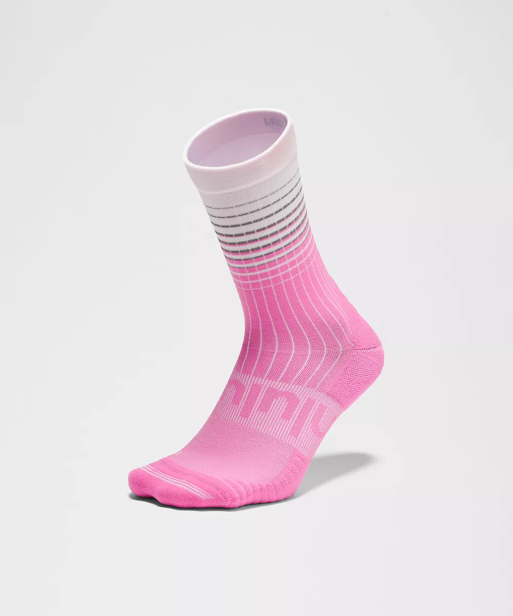 Chaussettes mi-hautes Power Stride unisexe *Grille réfléchissante — Blissful Pink/Racer Pink, view 3