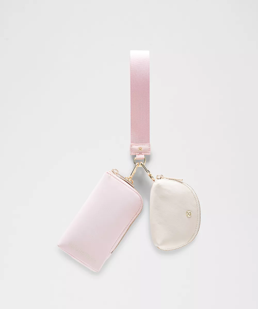 Pochette-bracelet à deux compartiments *Portefeuille — Pink Pearl/Light Ivory/Gold, view 1