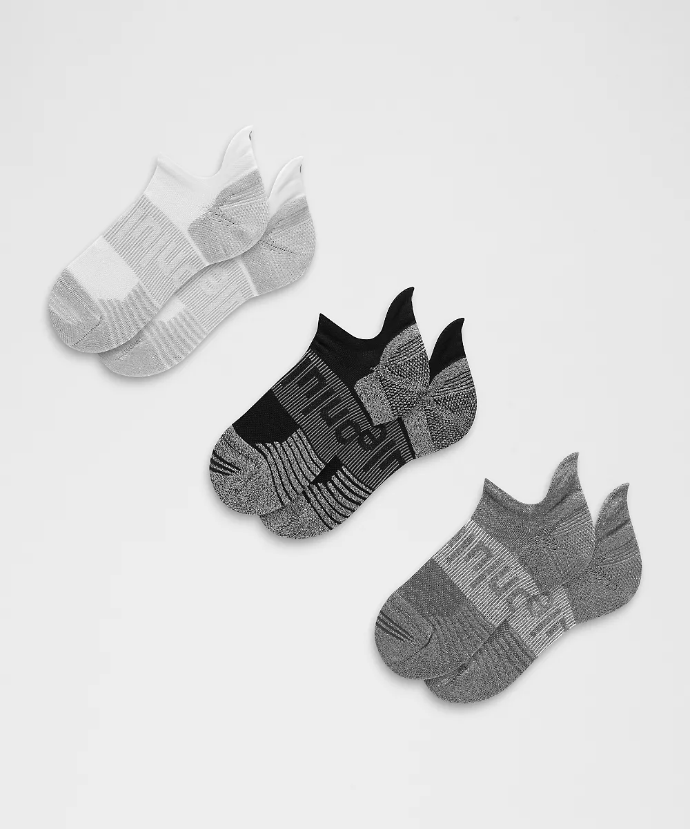 Chaussettes à languette rembourrées Power Stride unisexe *Lot de 3 — White/Heather Grey/Black, view 1