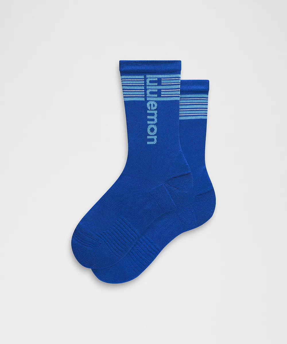Chaussettes mi-hautes Power Stride unisexe *Rayures — Beach Ball Blue/Ocean Wave, view 1