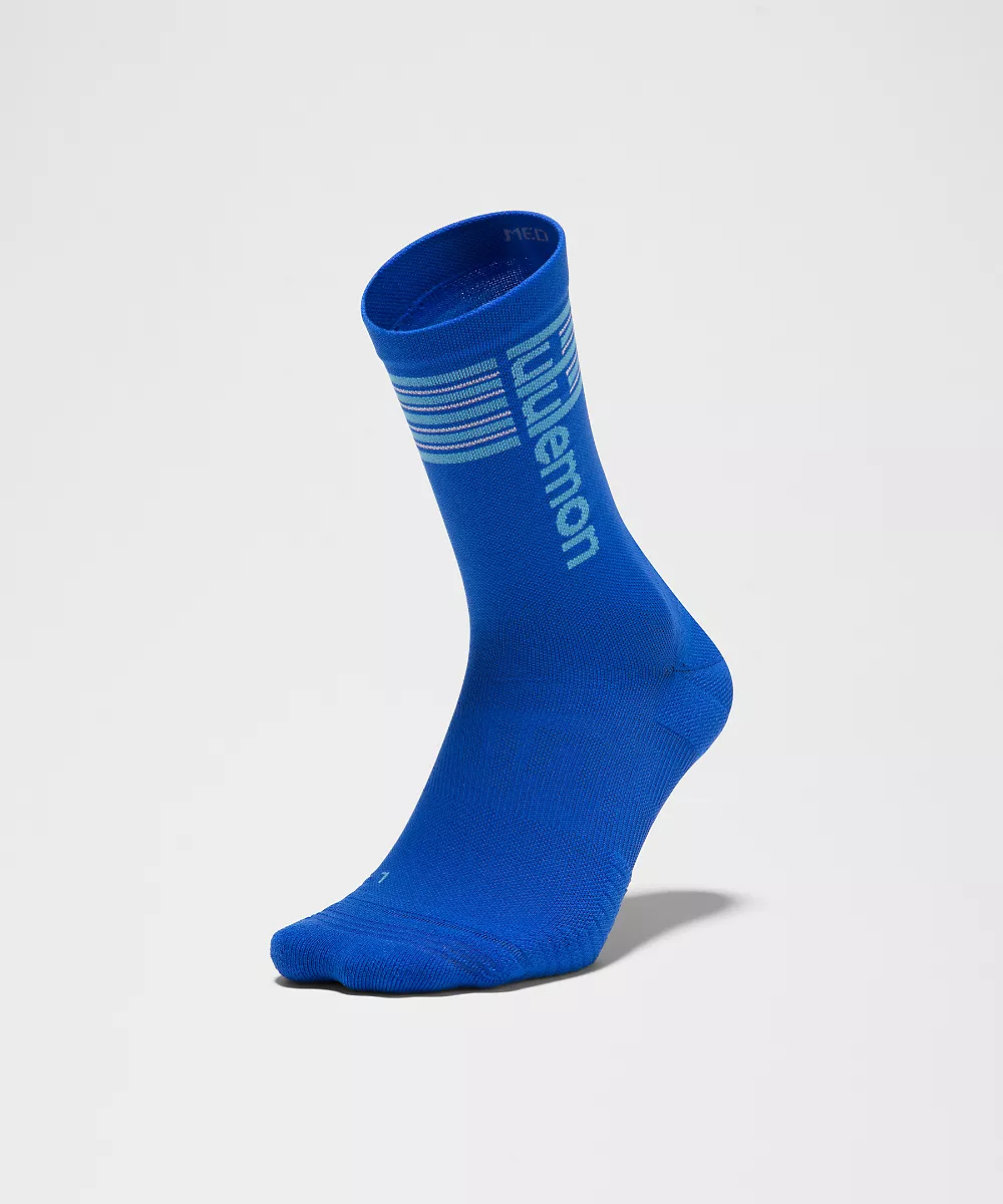 Chaussettes mi-hautes Power Stride unisexe *Rayures — Beach Ball Blue/Ocean Wave, view 3