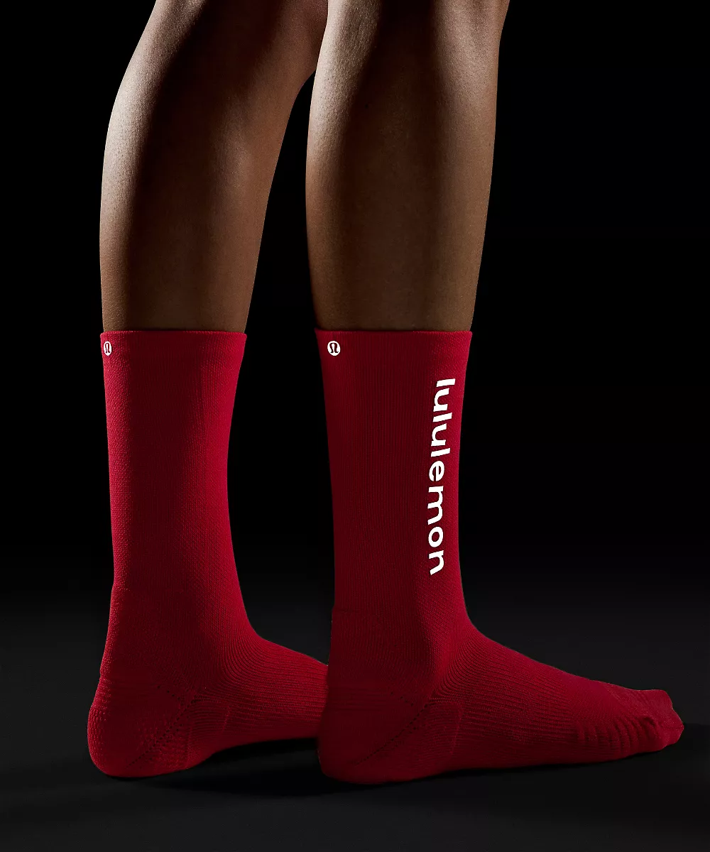 Chaussettes mi-hautes rembourrées Power Stride unisexe *Wordmark — Star Burst Tone, view 4