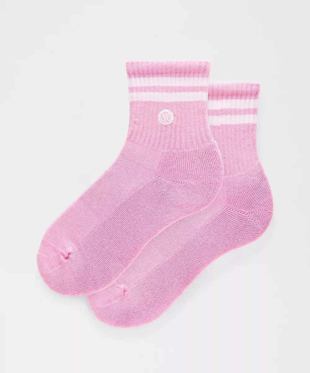 Chaussettes mi-mollet Daily Essential unisexe *Rayures — Sweet Sorbet/White, view 1