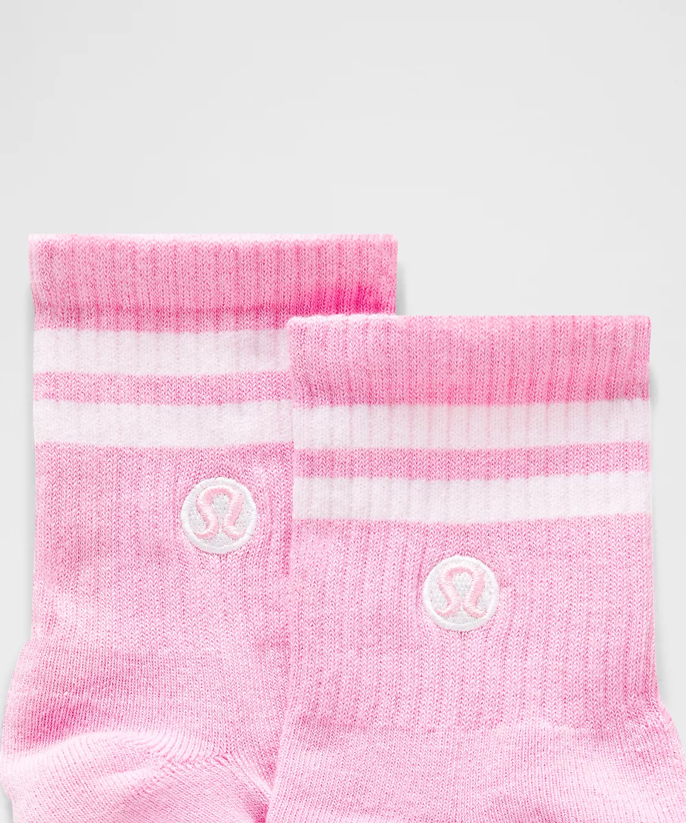 Chaussettes mi-mollet Daily Essential unisexe *Rayures — Sweet Sorbet/White, view 2