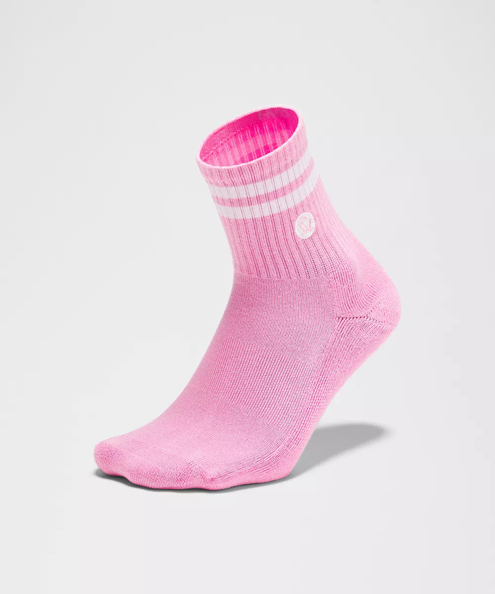 Chaussettes mi-mollet Daily Essential unisexe *Rayures — Sweet Sorbet/White, view 3