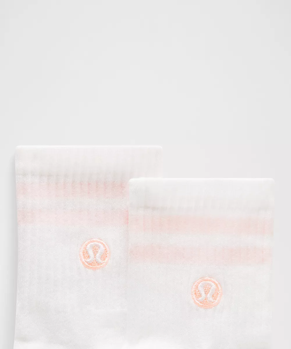 Chaussettes mi-mollet Daily Essential unisexe *Rayures — White/Pink Pearl, view 2