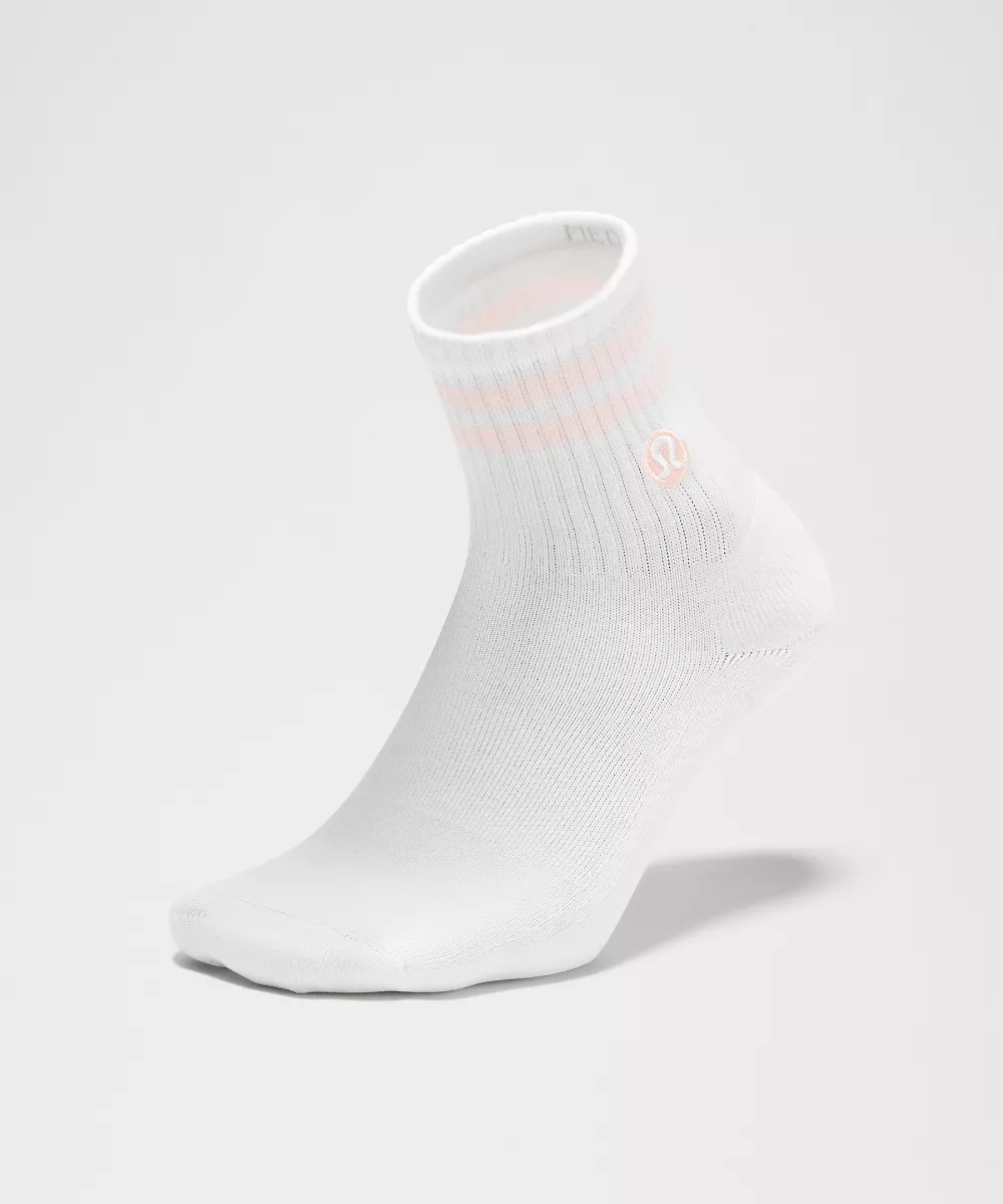 Chaussettes mi-mollet Daily Essential unisexe *Rayures — White/Pink Pearl, view 3