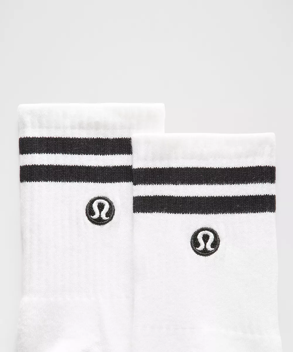 Chaussettes mi-mollet Daily Essential unisexe Lot de 3 *Rayures — White/Black, view 2