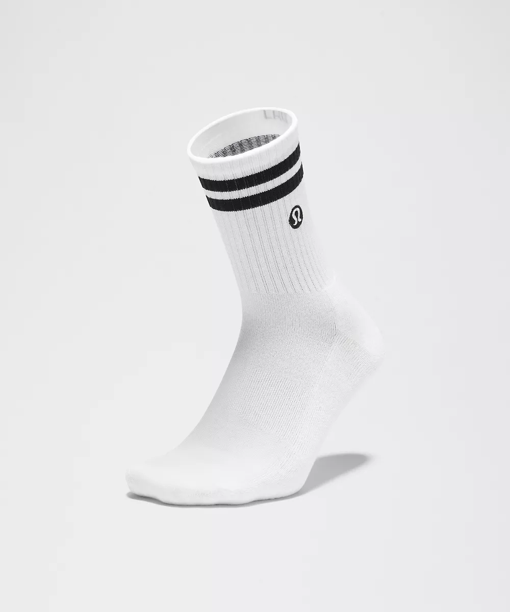 Chaussettes mi-mollet Daily Essential unisexe Lot de 3 *Rayures — White/Black, view 3