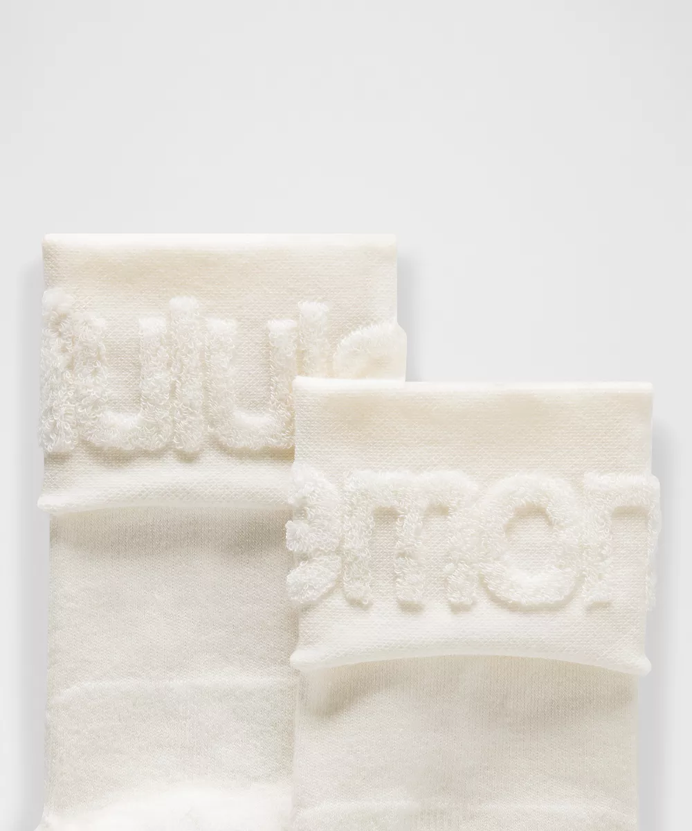 Chaussettes mi-mollet en éponge à revers unisexe — Coconut Ivory, view 2