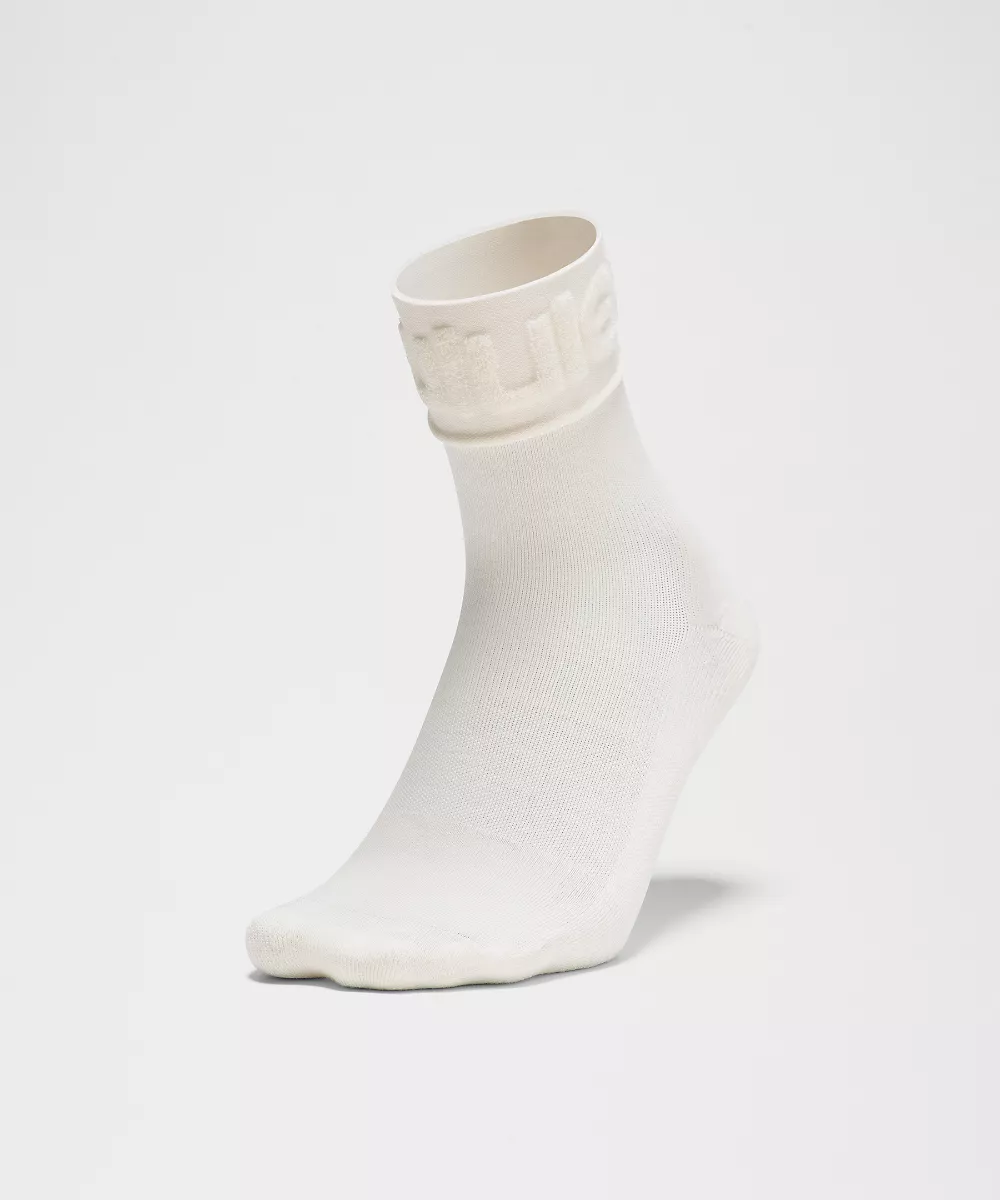 Chaussettes mi-mollet en éponge à revers unisexe — Coconut Ivory, view 3