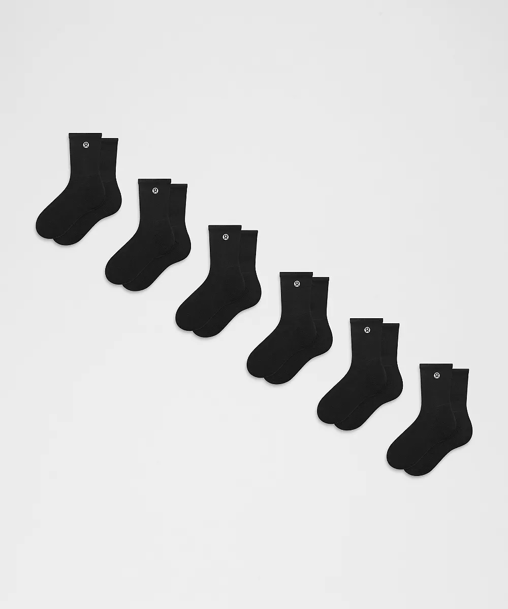Chaussettes mi-mollet Daily Essential unisexe *Lot de 6 — Black, view 1