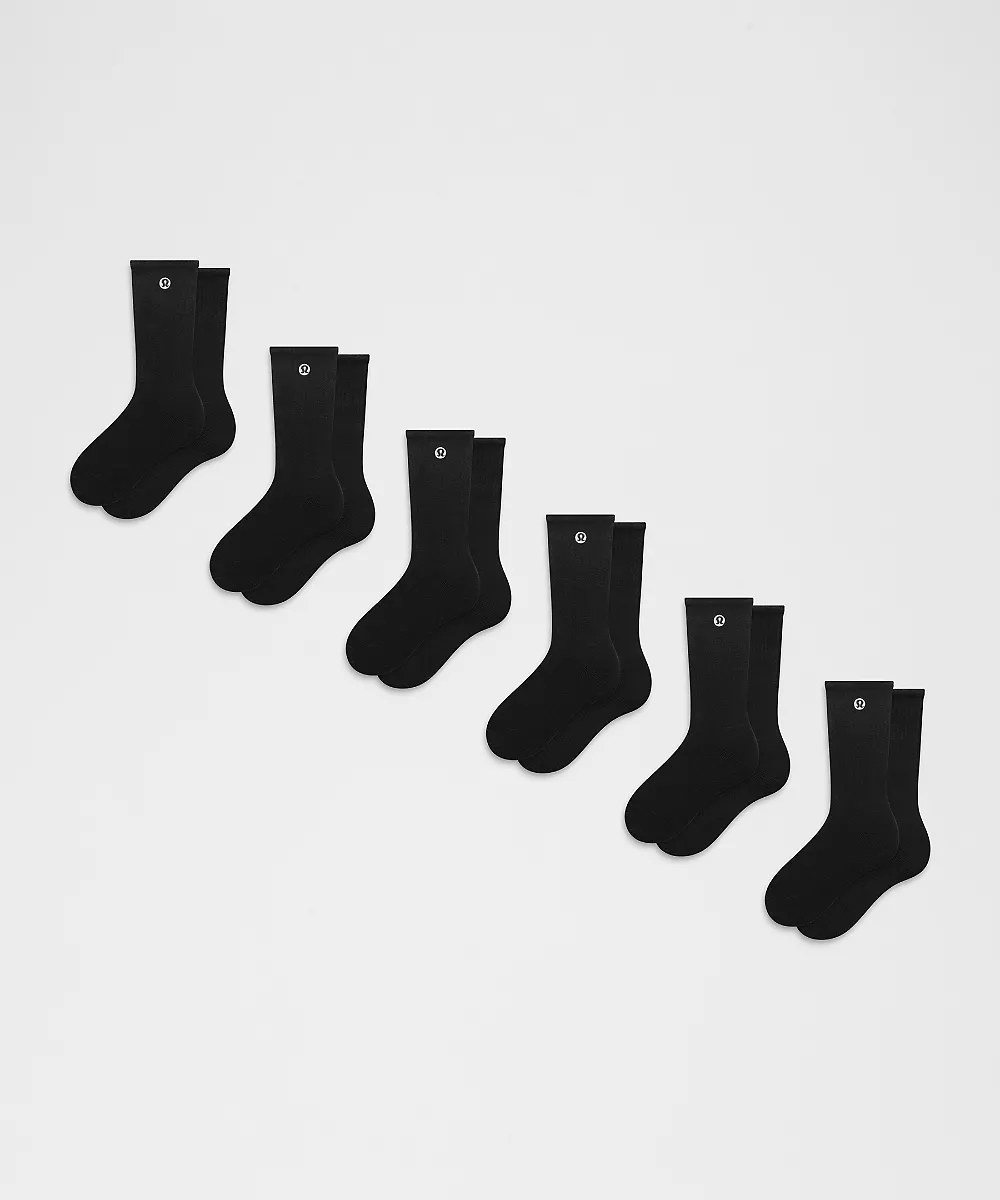 Chaussettes mi-hautes Daily Essential unisexe *Lot de 6 — Black, view 1