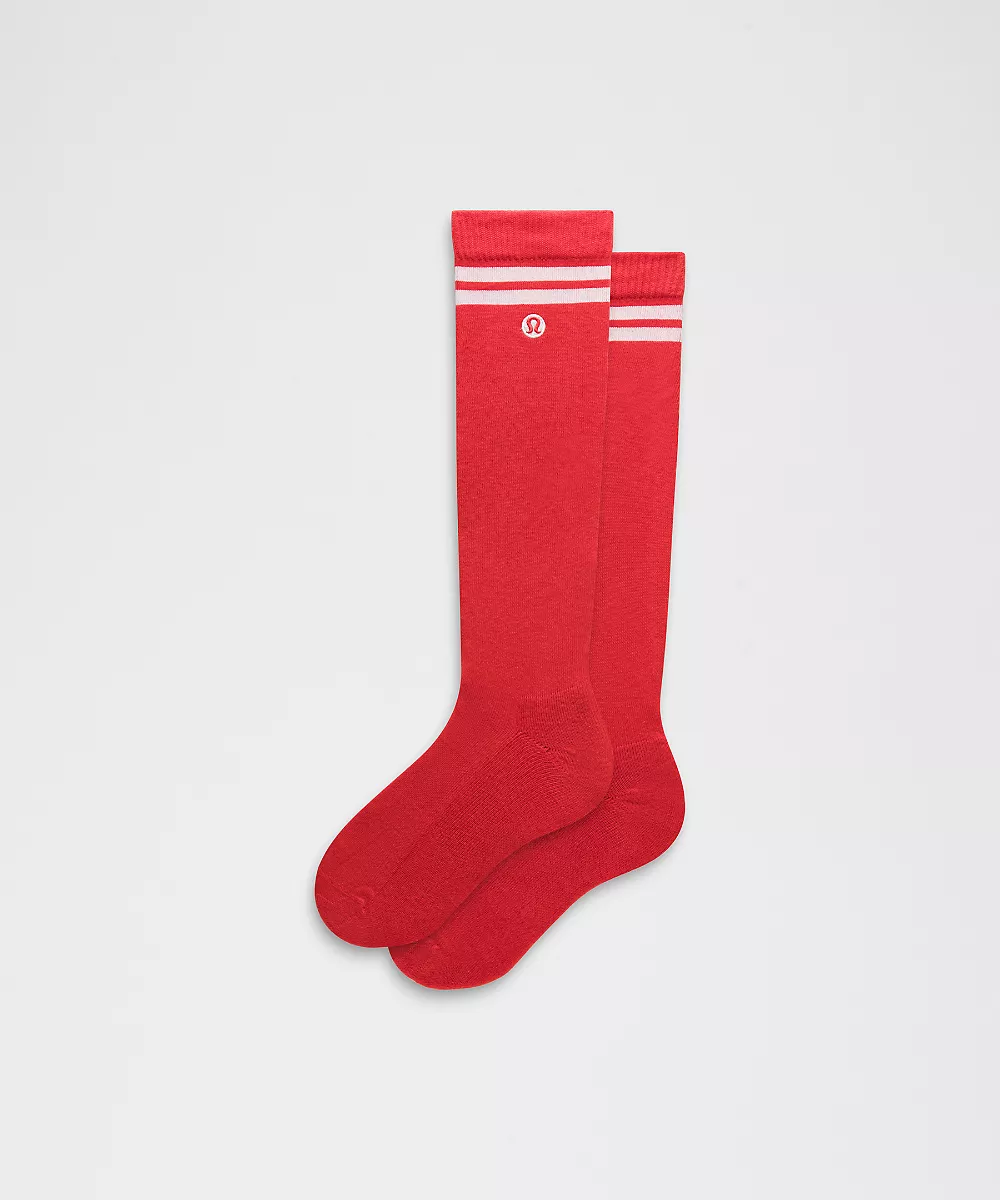 Chaussettes hautes Daily Essential unisexe *Rayures — Oxford Red/White, view 1