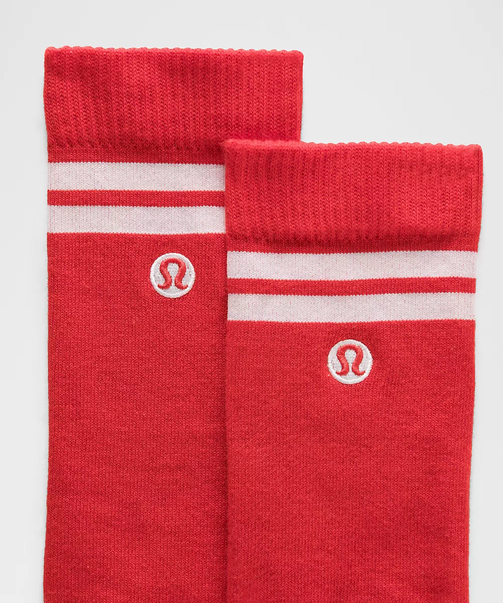Chaussettes hautes Daily Essential unisexe *Rayures — Oxford Red/White, view 2