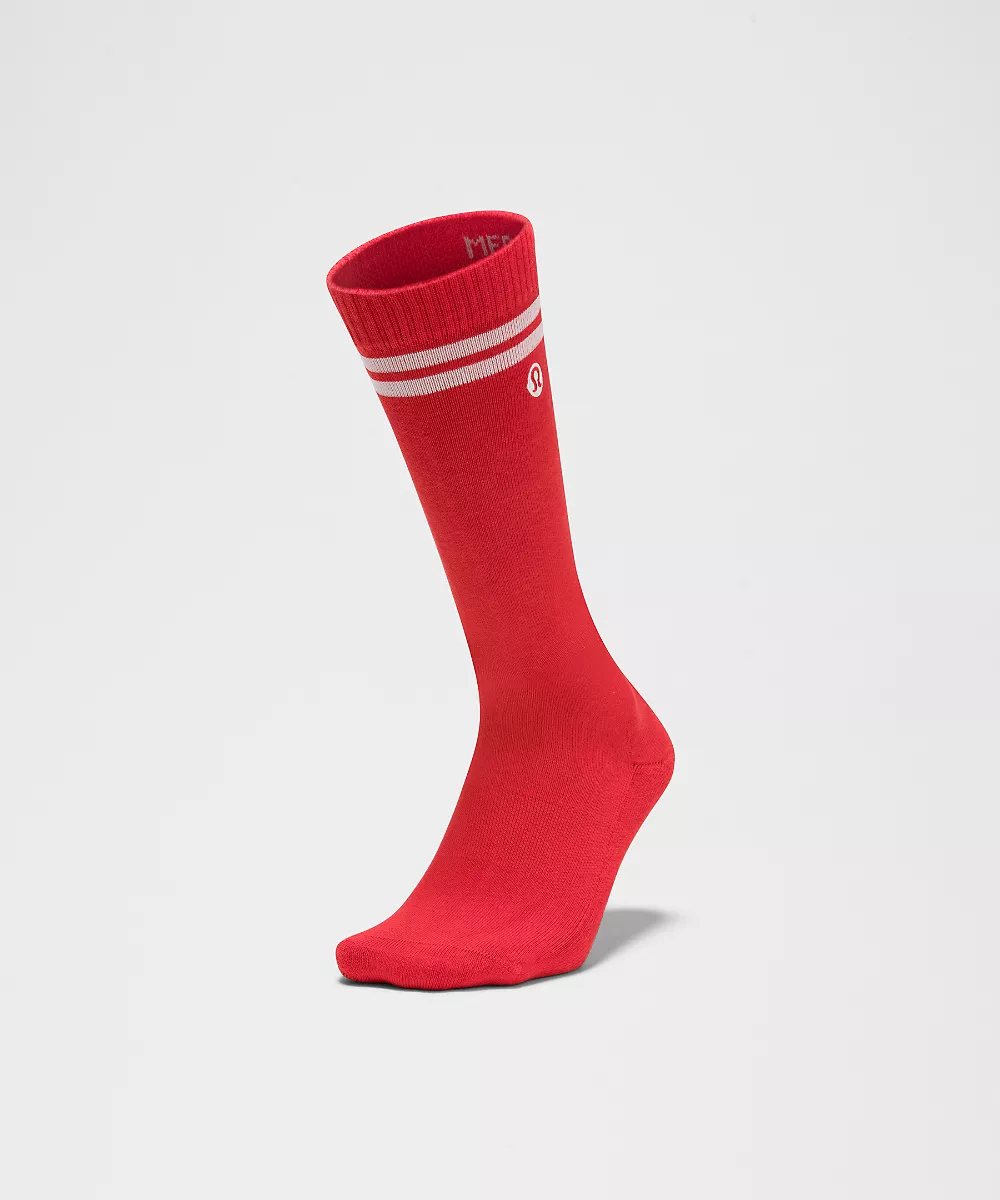 Chaussettes hautes Daily Essential unisexe *Rayures — Oxford Red/White, view 3