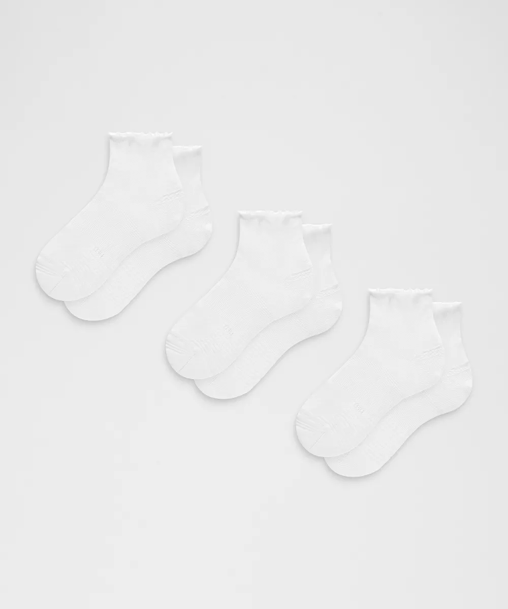 Chaussettes basses Power Stride unisexe Lot de 3 *Bord ondulé — White, view 1
