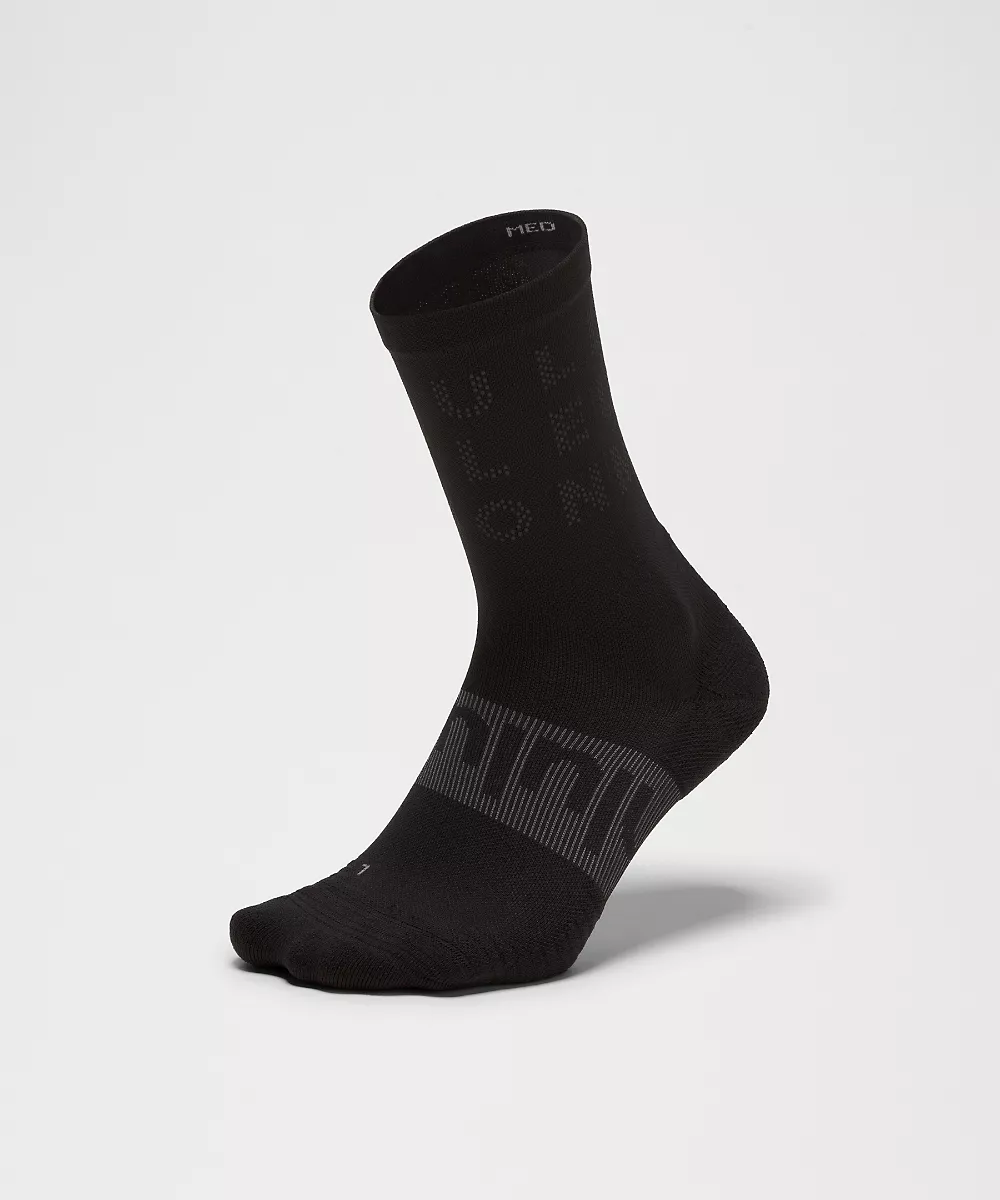 Chaussettes mi-hautes Power Stride unisexe *Réfléchissant — Black, view 3