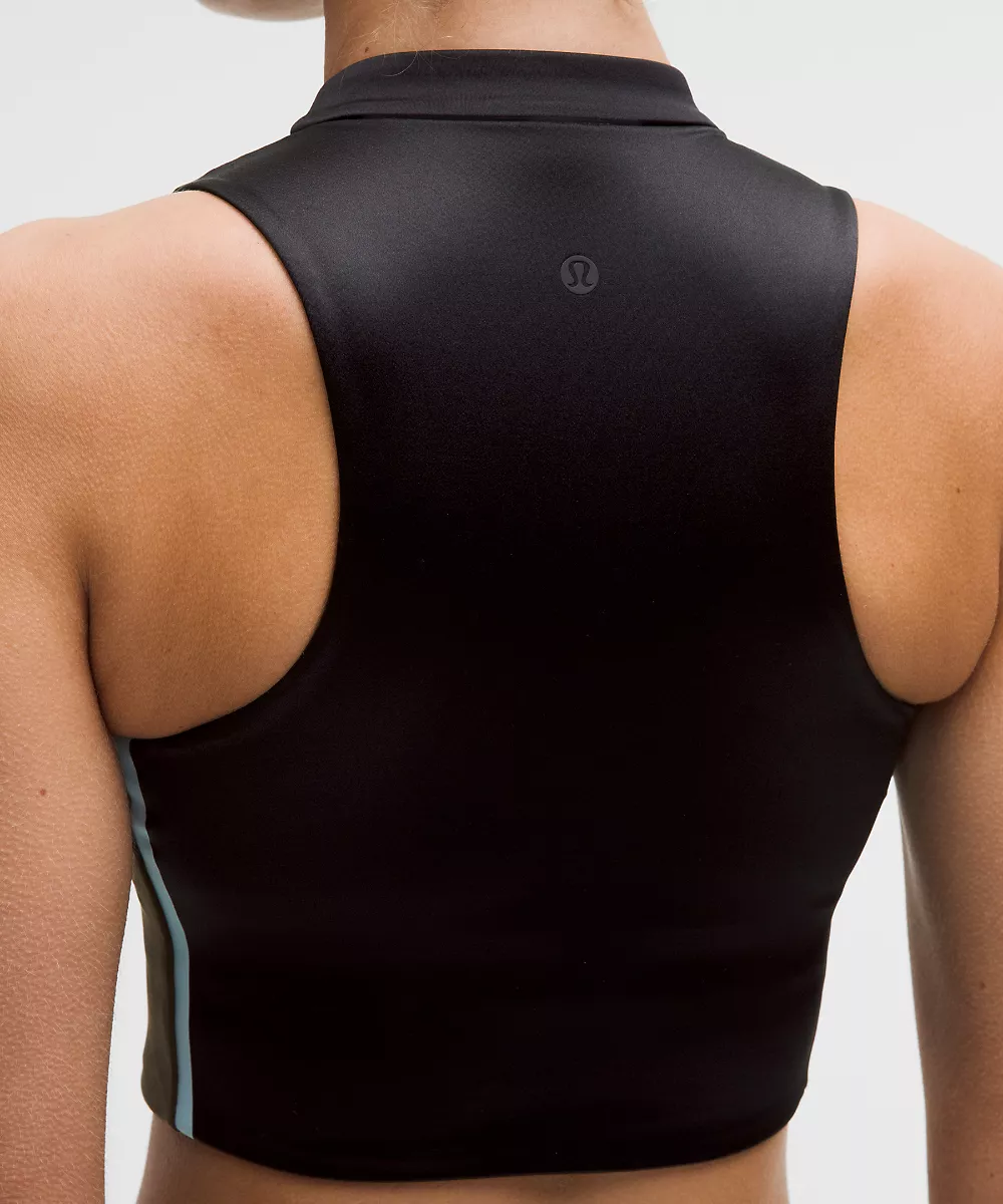 Débardeur zippé intégral Satin Shine maintien moyen, bonnet B/C *Stripe — Black/Walnut Crunch/Foam Cloud, view 5
