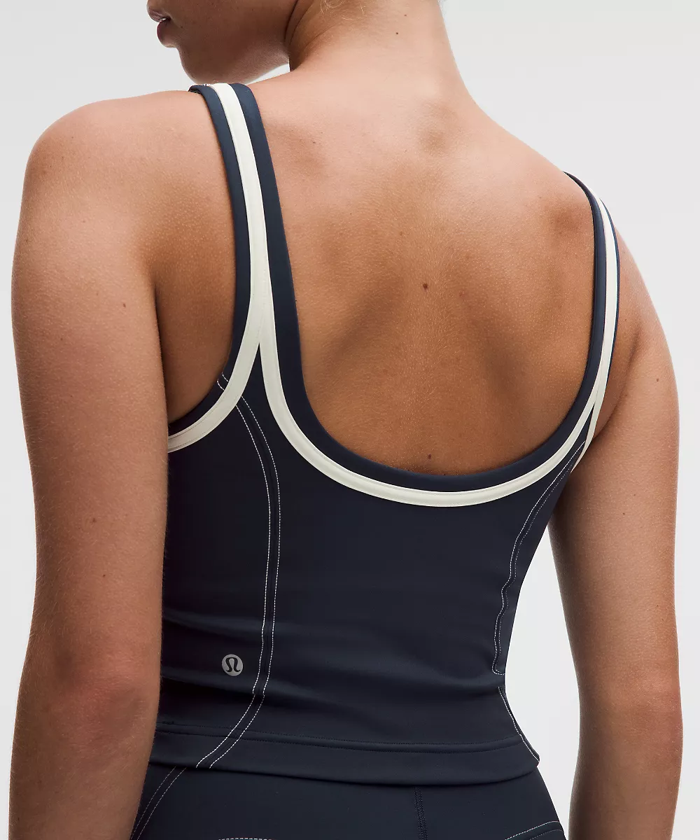 Débardeur Glow Up Maintien moyen, Bonnet C/D *Détail passepoil — True Navy/Light Ivory, view 5