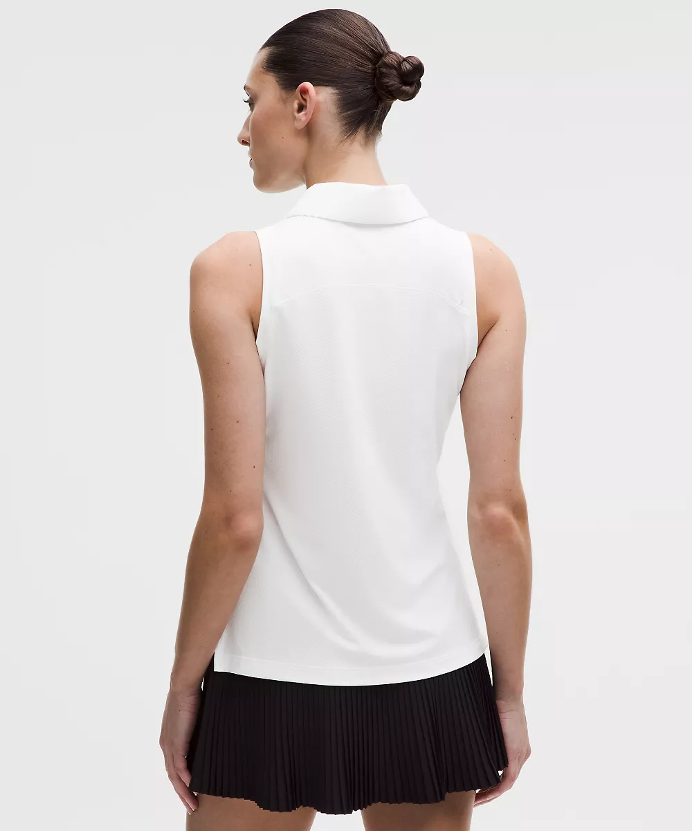Polo sans manches à séchage rapide ourlet droit *Logo — White, view 2
