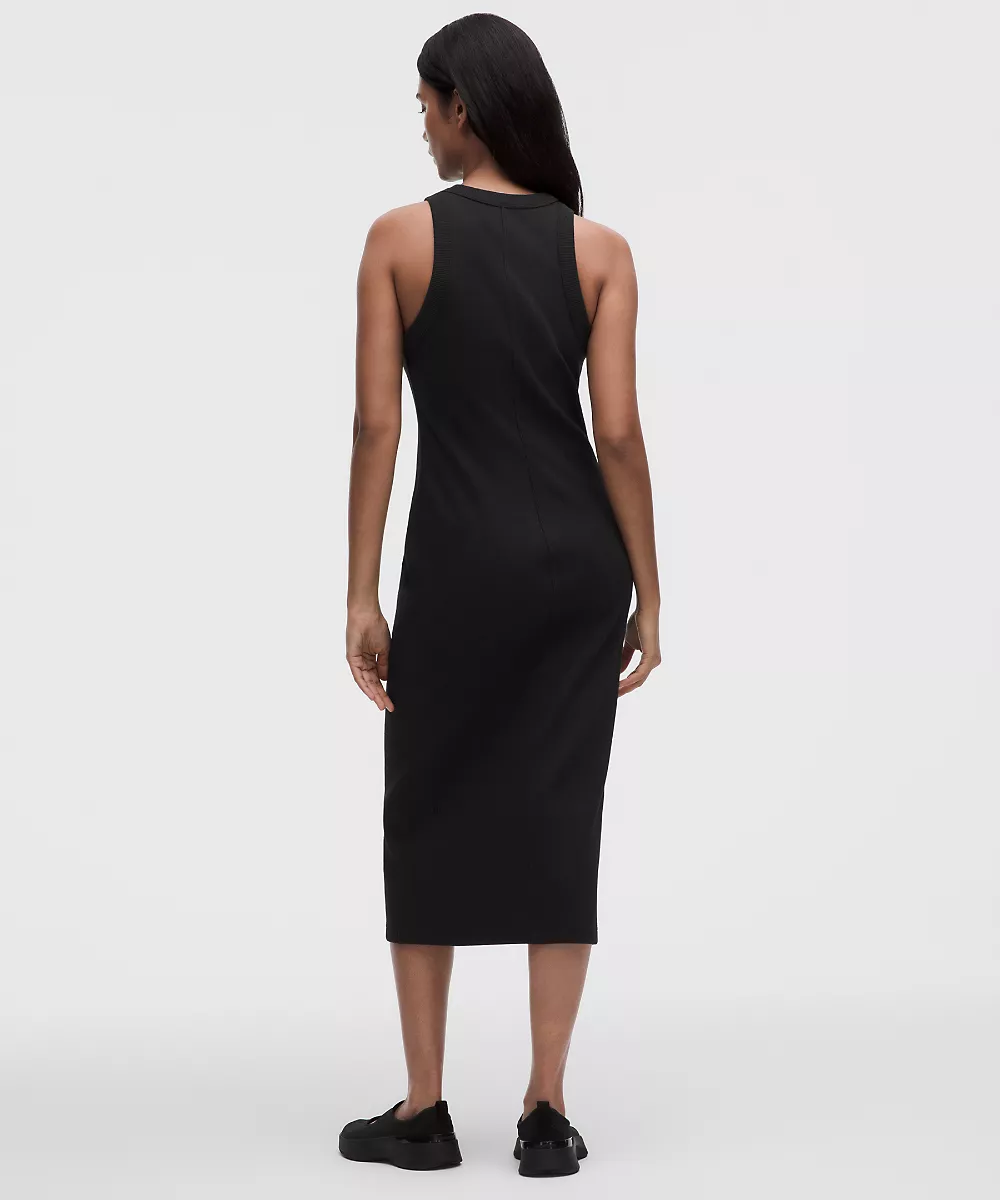 Robe midi en coton épais côtelé — Black, view 2