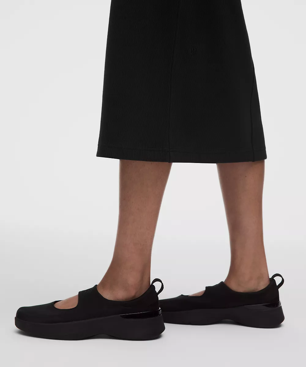 Robe midi en coton épais côtelé — Black, view 5