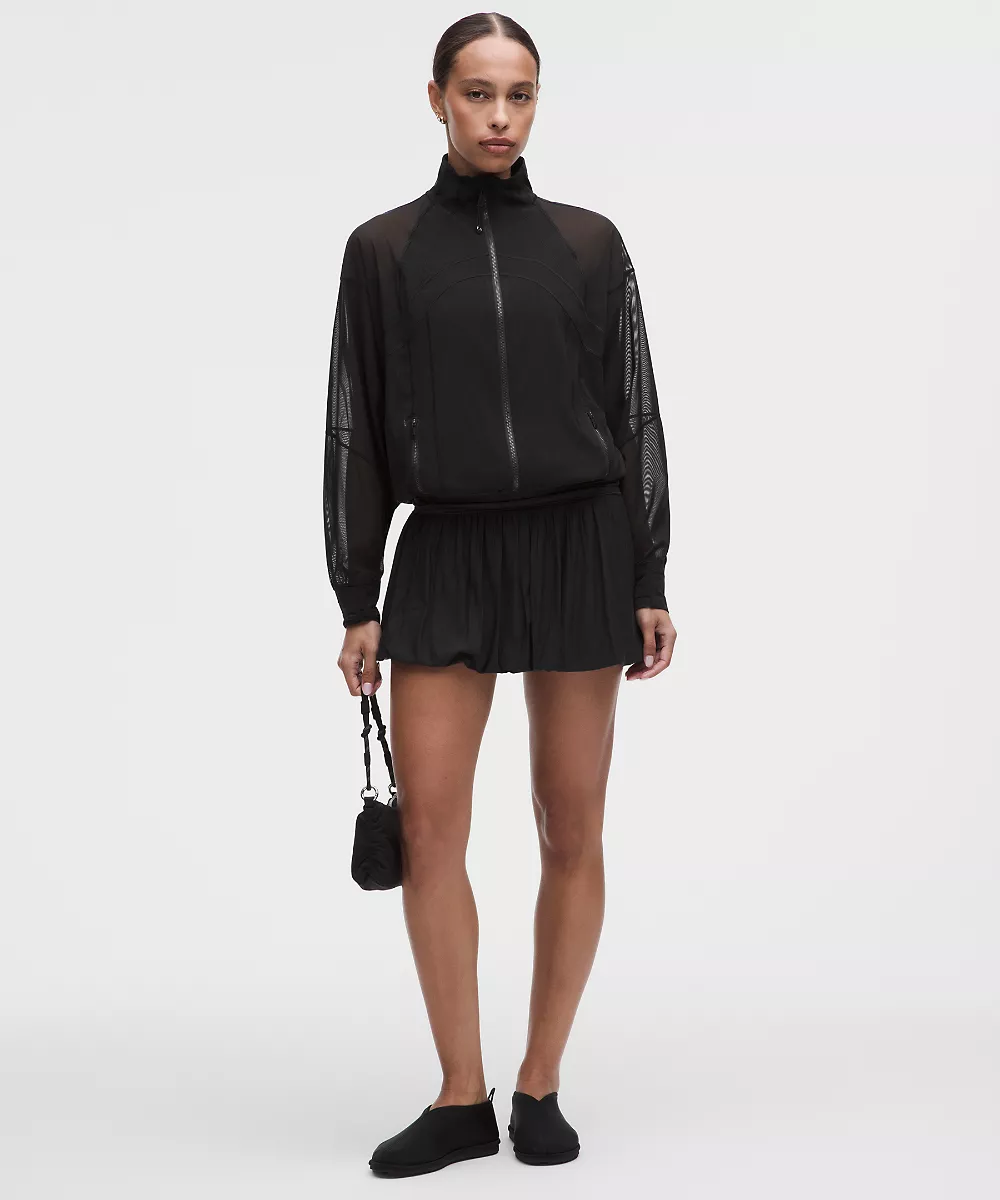 Robe courte 2-en-1 à ourlet bouffant — Black, view 2