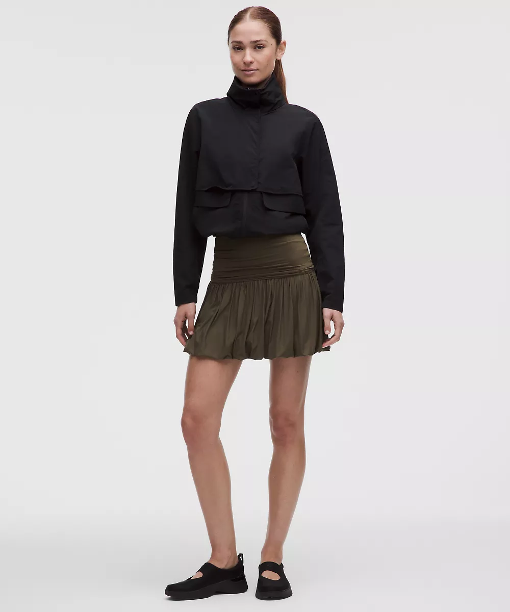 Robe courte 2-en-1 à ourlet bouffant — Olive Brown, view 2