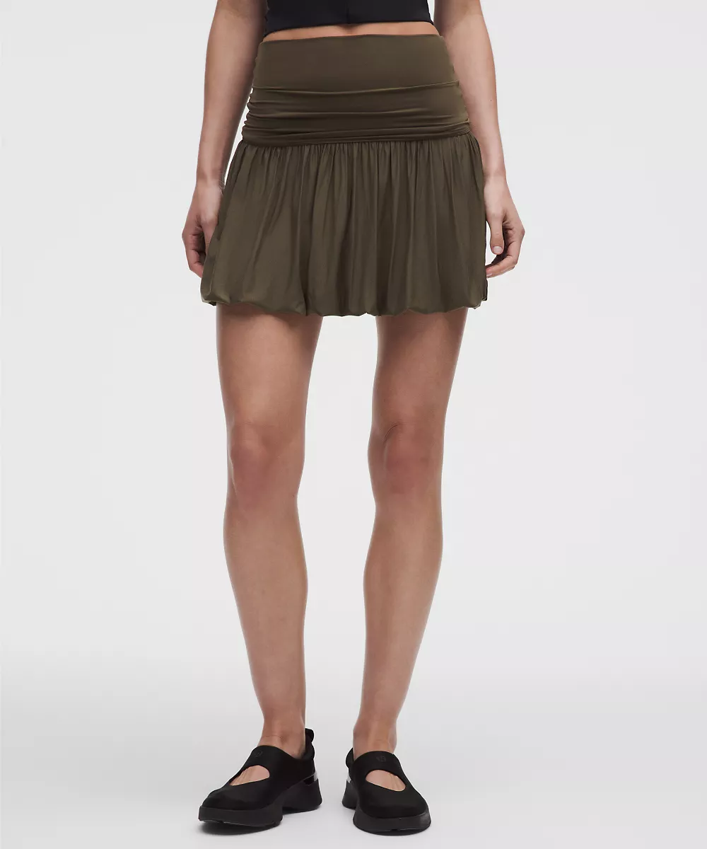Robe courte 2-en-1 à ourlet bouffant — Olive Brown, view 3