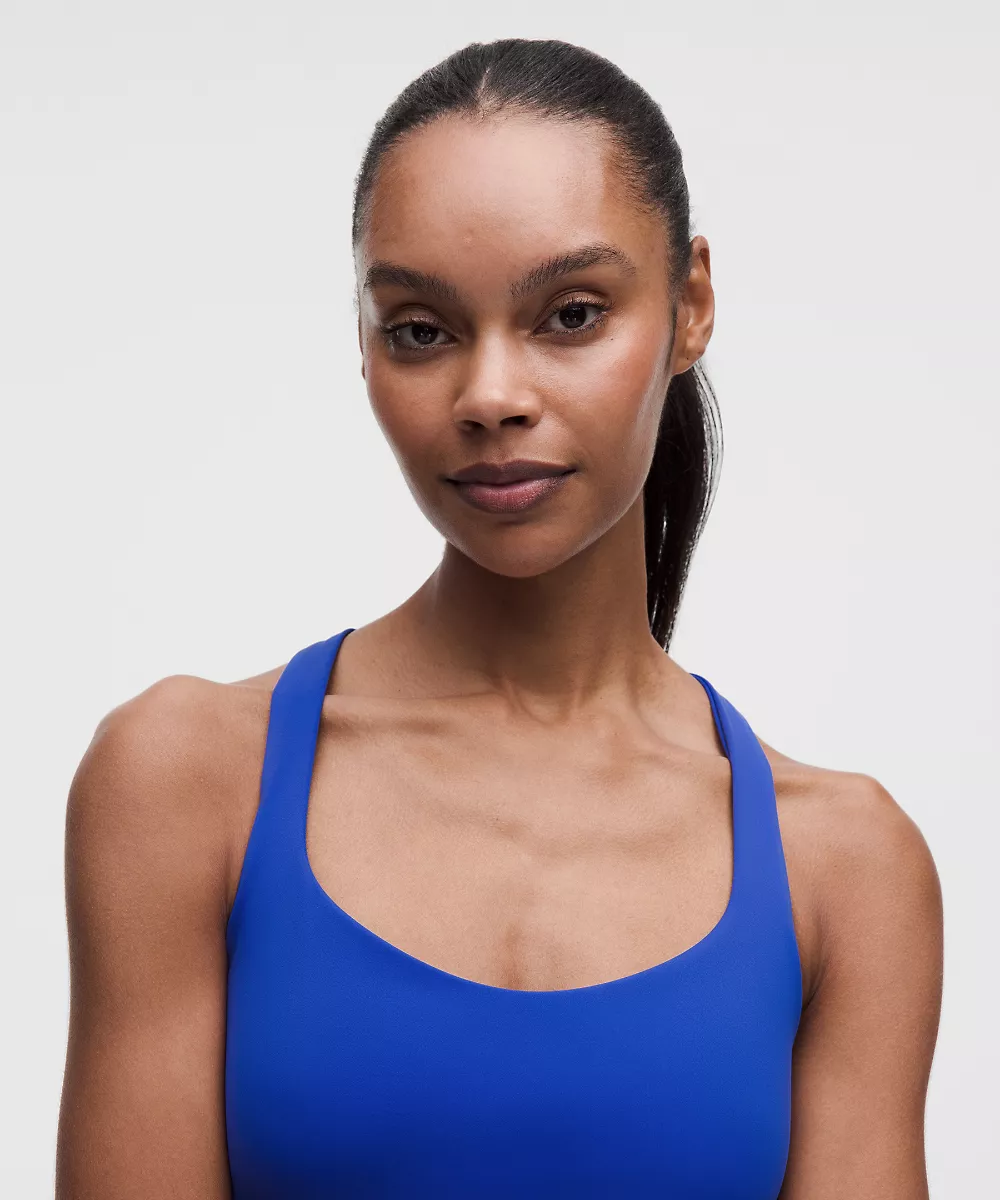 Brassière de yoga longue à fines bretelles FlexyFlex *Maintien léger, Bonnets A–C — Beach Ball Blue, view 4