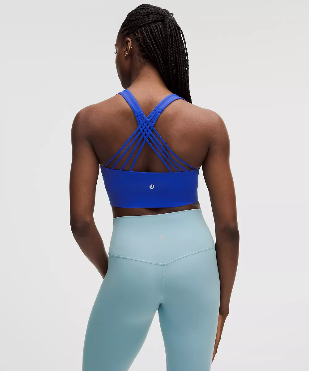 Brassière de yoga longue à fines bretelles FlexyFlex *Maintien léger, Bonnets D–DDD — Beach Ball Blue, view 2