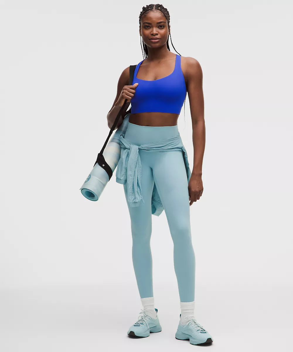 Brassière de yoga longue à fines bretelles FlexyFlex *Maintien léger, Bonnets D–DDD — Beach Ball Blue, view 3