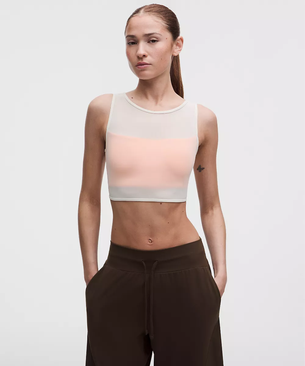 Brassière Bend This bandeau en mesh et col V *Maintien léger, bonnets A–C — Light Ivory/Citrus Sizzle Tone, view 1
