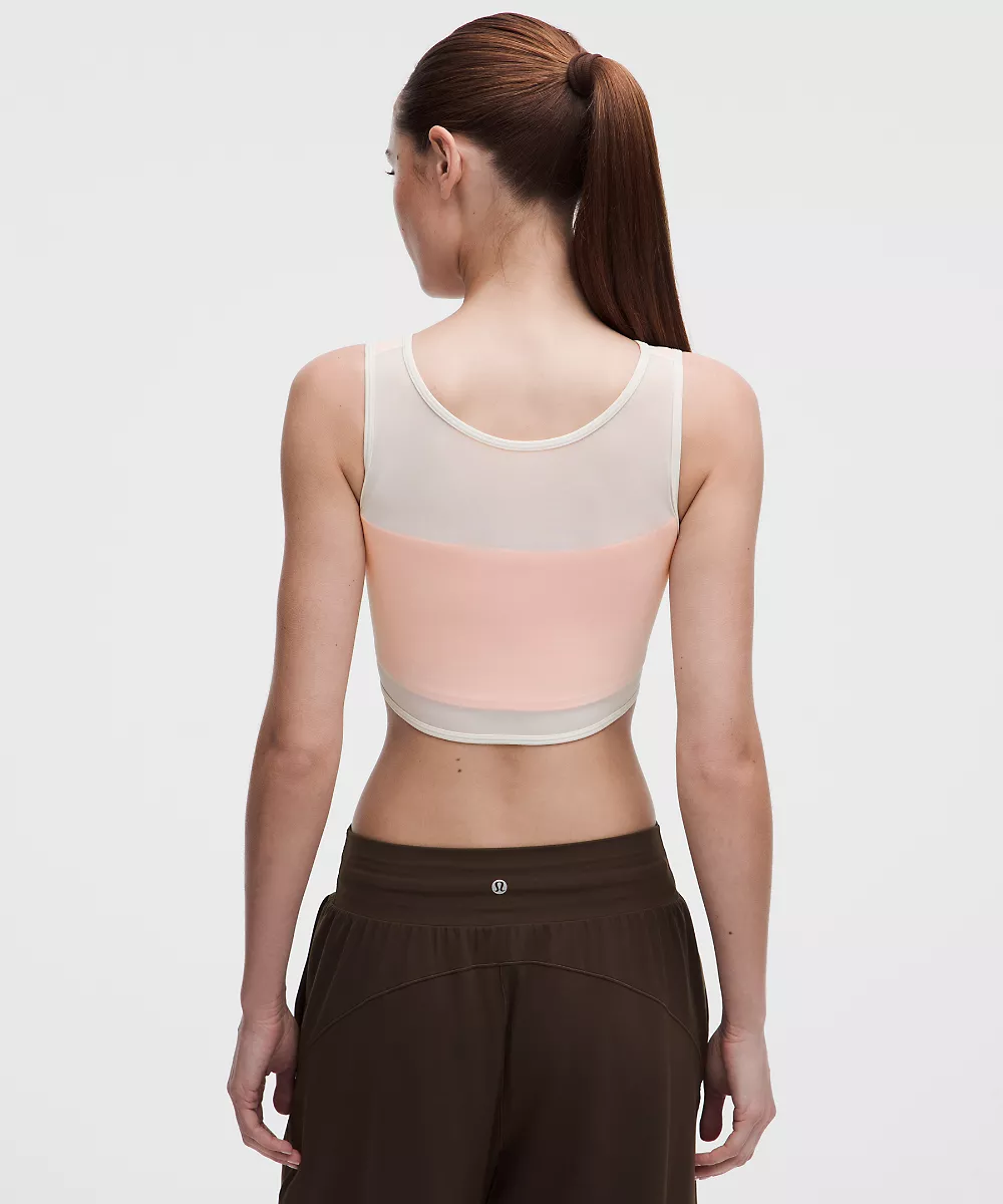 Brassière Bend This bandeau en mesh et col V *Maintien léger, bonnets A–C — Light Ivory/Citrus Sizzle Tone, view 2