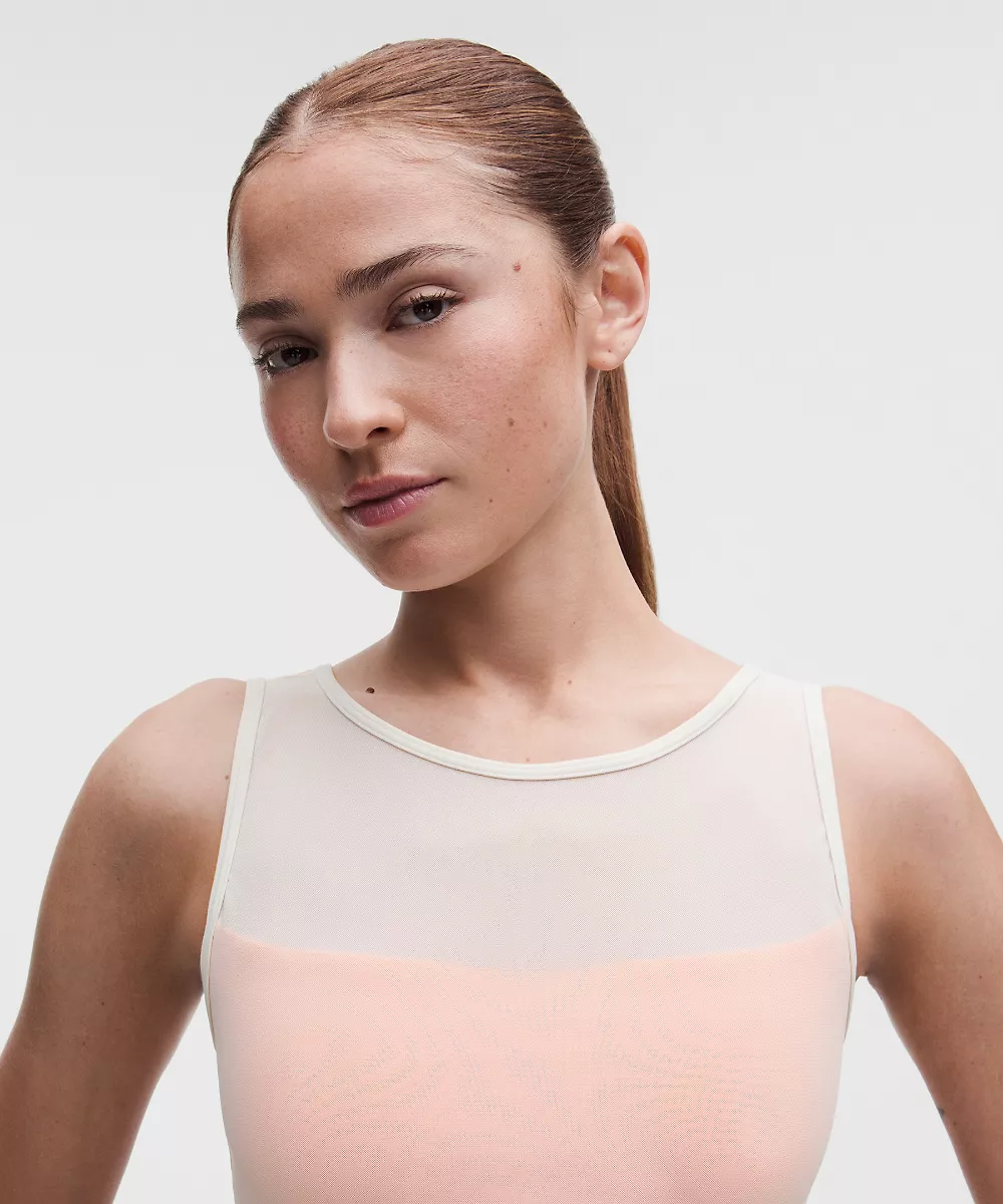 Brassière Bend This bandeau en mesh et col V *Maintien léger, bonnets A–C — Light Ivory/Citrus Sizzle Tone, view 5