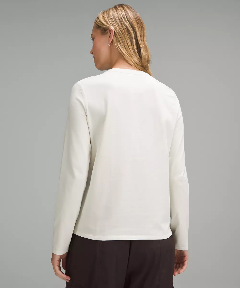 Chemise manches longues col rond en coton biologique — Bone, view 3