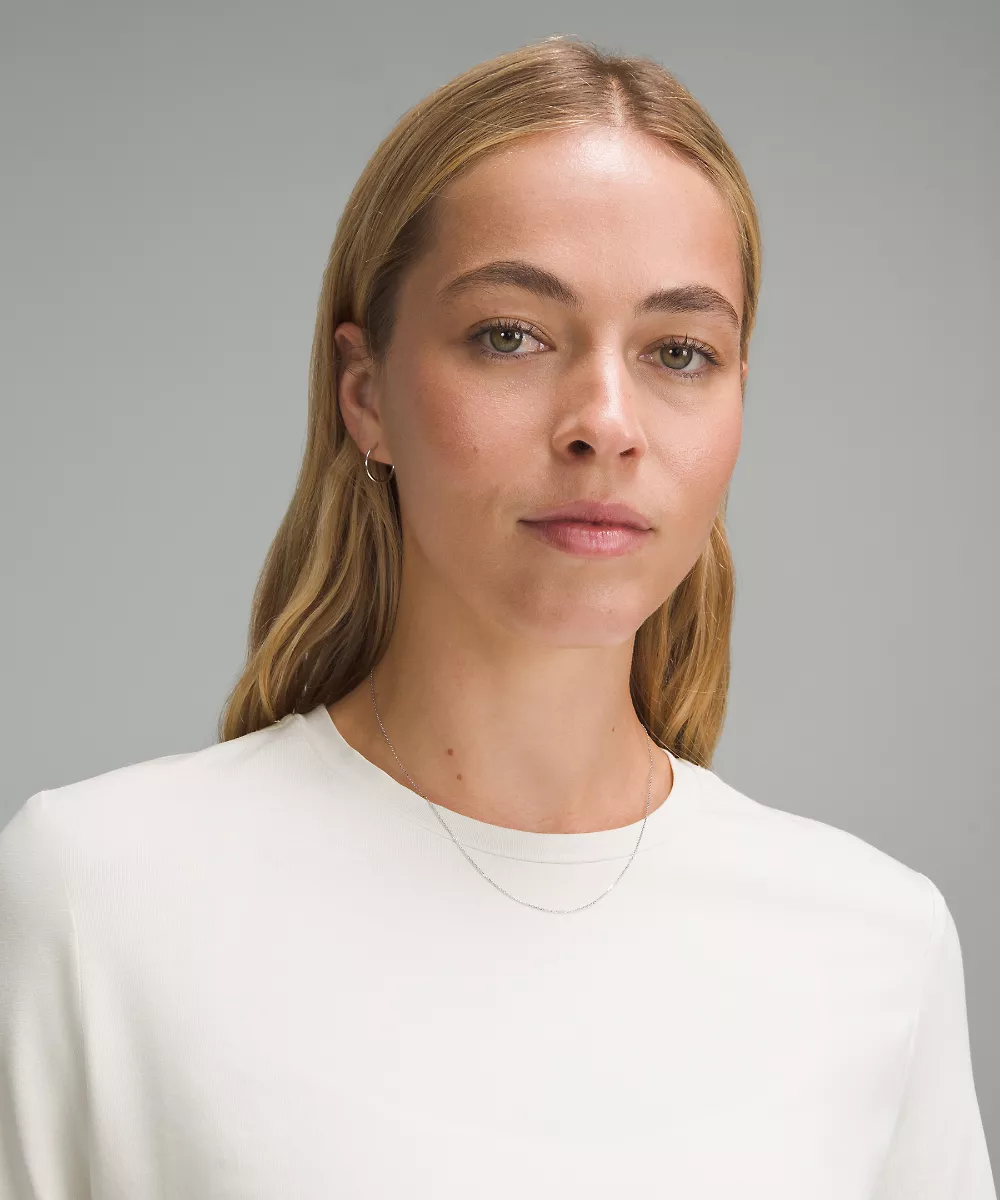 Chemise manches longues col rond en coton biologique — Bone, view 4